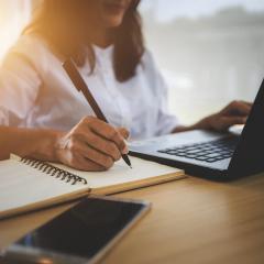 woman using laptop