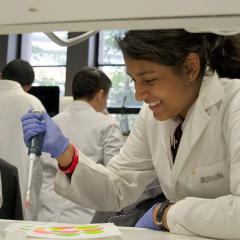student in a lab