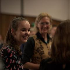 students chatting