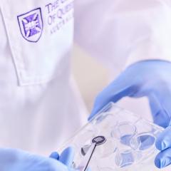 Researcher holding test tubes
