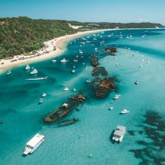 Aerial shot of the wrecks off Moreton Bay